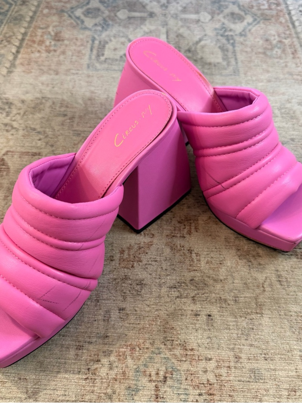Circus by Sam Edelman Hot Pink Quilted Block Heel Mules